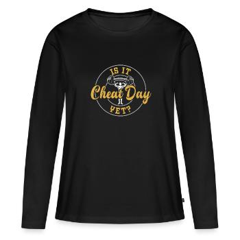 Is It Cheat Day Yet? -Gym - Women's Premium Organic Long Sleeve Shirt - black - Front - Julia (174cm)