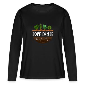 Topf Tante lustiger Gärtner Spruch - Frauen Premium Bio Langarmshirt - Schwarz - Vorne - Julia (174cm)