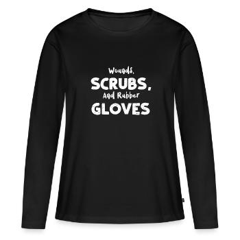 Plaies, gommages et gants en caoutchouc - T-shirt manches longues Premium bio Femme - noir - Devant - Julia (174cm)