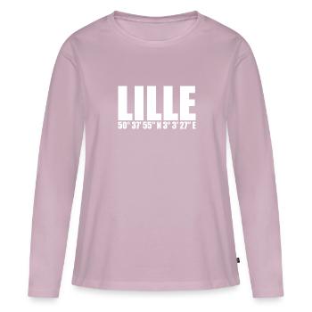 Lille Koordinaten - Frauen Premium Bio Langarmshirt - Altrosa - Vorne - Julia (174cm)