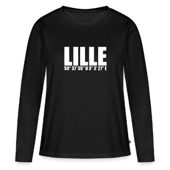 Coordonnées de Lille - T-shirt manches longues Premium bio Femme - noir - Devant - Julia (174cm)