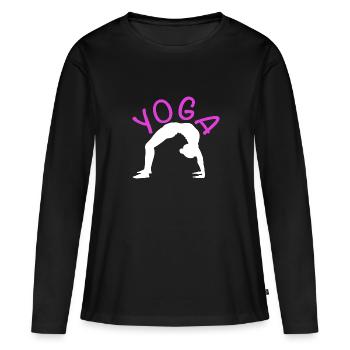 Yoga Übung für ein Workout - Frauen Premium Bio Langarmshirt - Schwarz - Vorne - Julia (174cm)