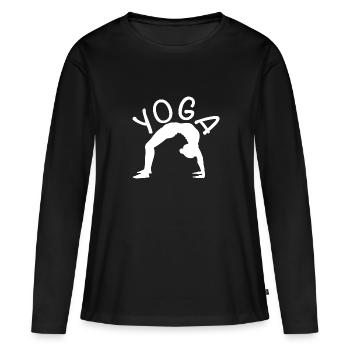 Yoga Übung für ein Workout - Frauen Premium Bio Langarmshirt - Schwarz - Vorne - Julia (174cm)