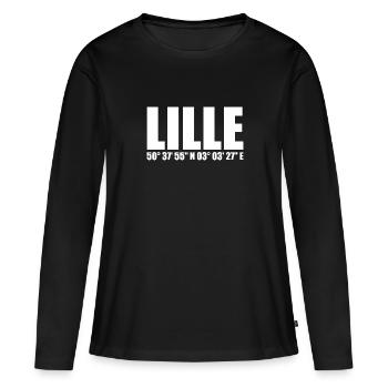 Coordonnées de Lille - T-shirt manches longues Premium bio Femme - noir - Devant - Julia (174cm)