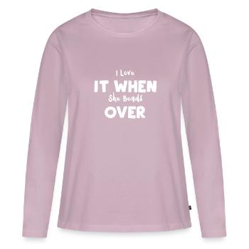 J’adore quand elle se penche - T-shirt manches longues Premium bio Femme - rose poudré - Devant - Julia (174cm)