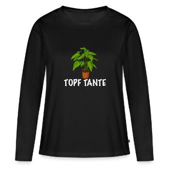 Topf Tante lustiger Gärtner Spruch - Frauen Premium Bio Langarmshirt - Schwarz - Vorne - Julia (174cm)