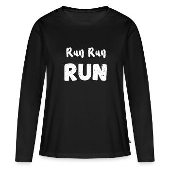 Run Run Run - Workout - Frauen Premium Bio Langarmshirt - Schwarz - Vorne - Julia (174cm)