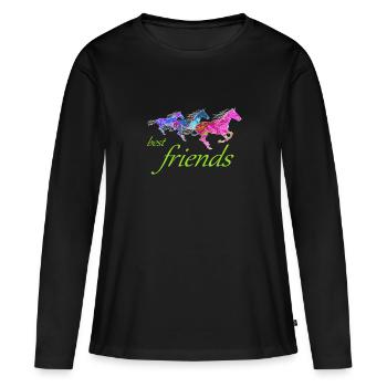 best friends wild artistic horses circus - Women's Premium Organic Long Sleeve Shirt - black - Front - Julia (174cm)