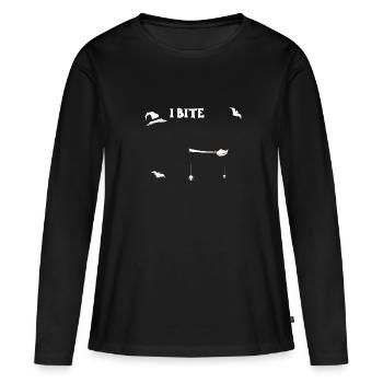 I Bite - Halloween - Frauen Premium Bio Langarmshirt - Schwarz - Vorne - Julia (174cm)