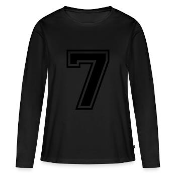 Nummer 7 - Frauen Premium Bio Langarmshirt - Schwarz - Vorne - Julia (174cm)