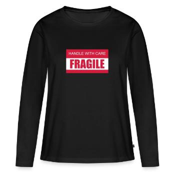 FRAGILE A manipuler avec précaution 2c - T-shirt manches longues Premium bio Femme - noir - Devant - Julia (174cm)