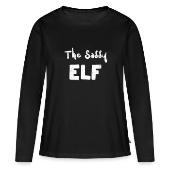 L’Elfe Sassy - Elfe de Noël - T-shirt manches longues Premium bio Femme - noir - Devant - Julia (174cm)