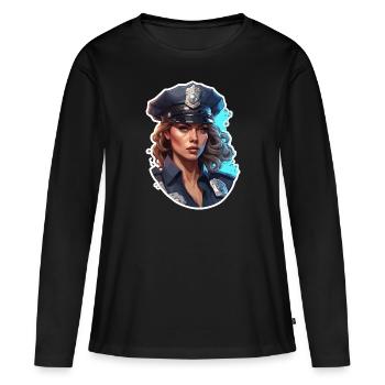Polizei / Einsatz / Beruf / Job / Einsatzkräfte - Frauen Premium Bio Langarmshirt - Schwarz - Vorne - Julia (174cm)