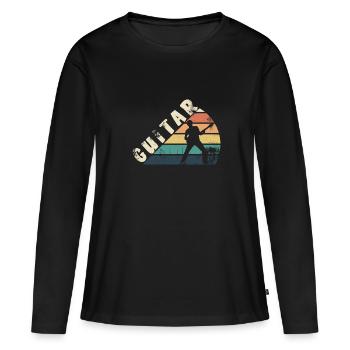 Je joue de la guitare - T-shirt manches longues Premium bio Femme - noir - Devant - Julia (174cm)