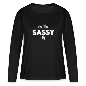 Je suis l’elfe sassy - Elfe de Noël - T-shirt manches longues Premium bio Femme - noir - Devant - Julia (174cm)
