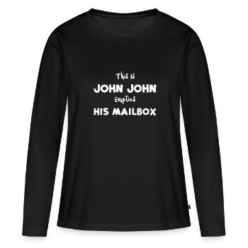 C’est John John vide son ma... - T-shirt manches longues Premium bio Femme - noir - Devant - Julia (174cm)