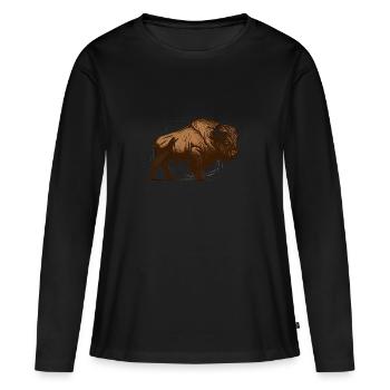 Bison - T-shirt manches longues Premium bio Femme - noir - Devant - Julia (174cm)