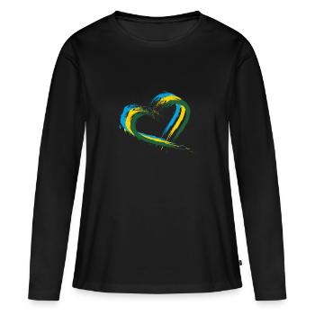 Rwanda Coeur - T-shirt manches longues Premium bio Femme - noir - Devant - Julia (174cm)