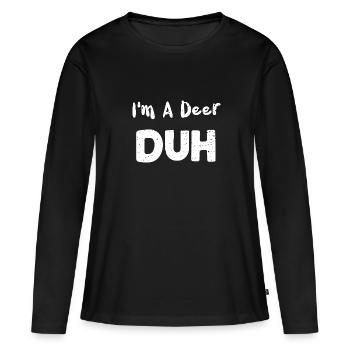 Je suis un cerf Duh - Cerf - T-shirt manches longues Premium bio Femme - noir - Devant - Julia (174cm)