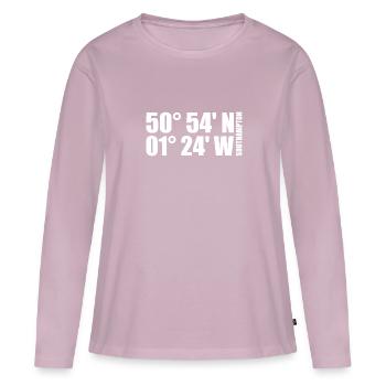 Coordonnées de Southampton - T-shirt manches longues Premium bio Femme - rose poudré - Devant - Julia (174cm)