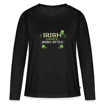 Irish grace, Irish style - Women's Premium Organic Long Sleeve Shirt - black - Front - Julia (174cm)