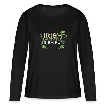 Irish laughter, Irish fun - Women's Premium Organic Long Sleeve Shirt - black - Front - Julia (174cm)