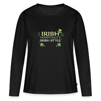 Irish hospitality, Irish style - Women's Premium Organic Long Sleeve Shirt - black - Front - Julia (174cm)