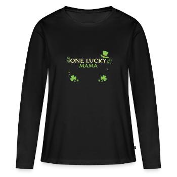 One Lucky Mama - St. Patrick's Day - Women's Premium Organic Long Sleeve Shirt - black - Front - Julia (174cm)