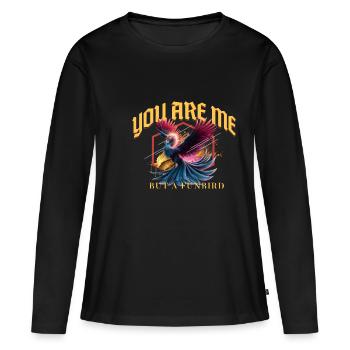Funbird - Frauen Premium Bio Langarmshirt - Schwarz - Vorne - Julia (174cm)