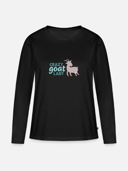 Crazy Goat Lady - Frauen Premium Bio Langarmshirt - Schwarz