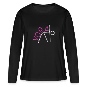 Yoga - T-shirt manches longues Premium bio Femme - noir - Devant - Julia (174cm)