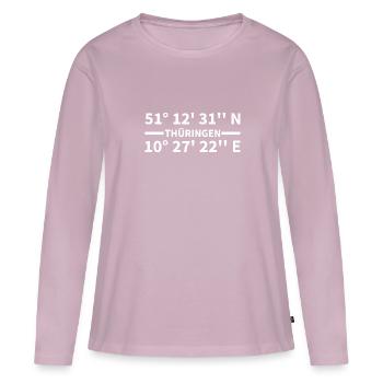 Coordonnées de Thuringe - T-shirt manches longues Premium bio Femme - rose poudré - Devant - Julia (174cm)