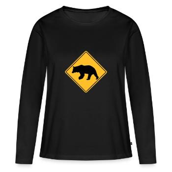 Bear Road Sign - Frauen Premium Bio Langarmshirt - Schwarz - Vorne - Julia (174cm)