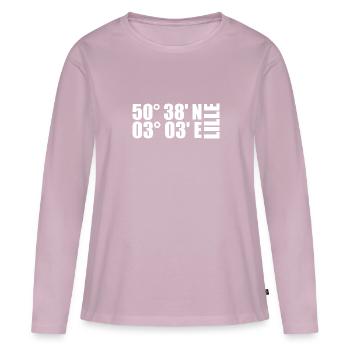 Lille Koordinaten - Frauen Premium Bio Langarmshirt - Altrosa - Vorne - Julia (174cm)
