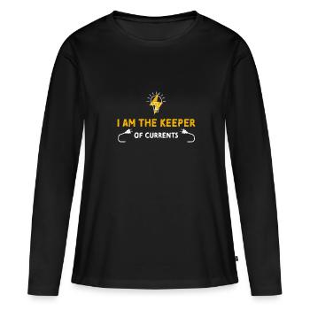 Je suis le gardien des courants - T-shirt manches longues Premium bio Femme - noir - Devant - Julia (174cm)