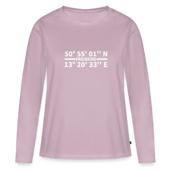 Coordonnées de Freiberg - T-shirt manches longues Premium bio Femme - rose poudré - Devant - Julia (174cm)
