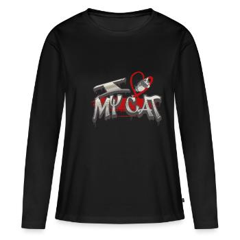 Cat Crew Graffiti Graphique 2 - T-shirt manches longues Premium bio Femme - noir - Devant - Julia (174cm)