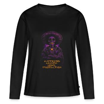 Day of the Dead Skull Halloween Dia de los - Women's Premium Organic Long Sleeve Shirt - black - Front - Julia (174cm)