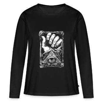Oeil en pyramide rétro punk - T-shirt manches longues Premium bio Femme - noir - Devant - Julia (174cm)