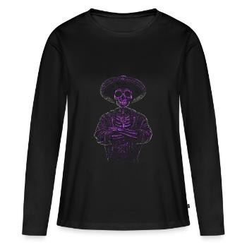 Skelett horror knochen geschenkidee - Frauen Premium Bio Langarmshirt - Schwarz - Vorne - Julia (174cm)
