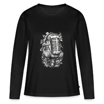 Mikrofon retro Musik - Frauen Premium Bio Langarmshirt - Schwarz - Vorne - Julia (174cm)