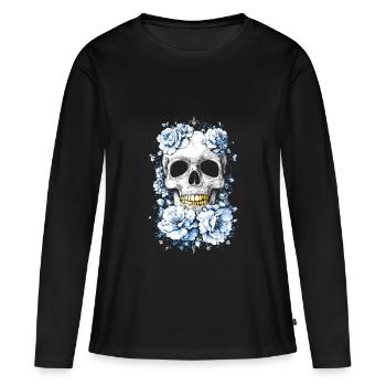 Crâne doré - T-shirt manches longues Premium bio Femme - noir - Devant - Julia (174cm)