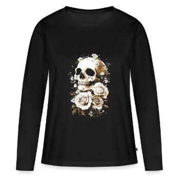 Skull skull with roses bones - Women's Premium Organic Long Sleeve Shirt - black - Front - Julia (174cm)