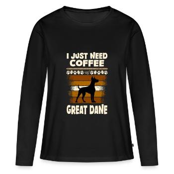 Café Great Dane - T-shirt manches longues Premium bio Femme - noir - Devant - Julia (174cm)