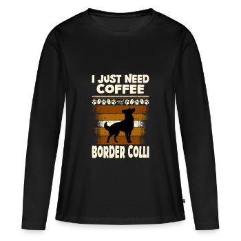 Café Border colli - T-shirt manches longues Premium bio Femme - noir - Devant - Julia (174cm)