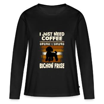 Bichon frisé - T-shirt manches longues Premium bio Femme - noir - Devant - Julia (174cm)