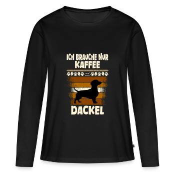 Dackel kaffee - Frauen Premium Bio Langarmshirt - Schwarz - Vorne - Julia (174cm)