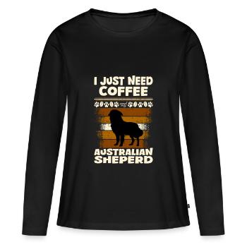 Berger australien Chien de troupeau Café - T-shirt manches longues Premium bio Femme - noir - Devant - Julia (174cm)