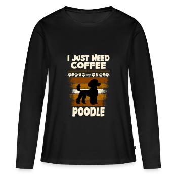 poodle kaffeebohne - Frauen Premium Bio Langarmshirt - Schwarz - Vorne - Julia (174cm)