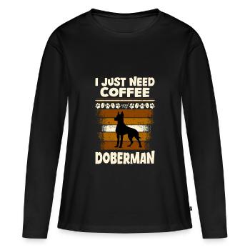 Doberman coffee - Women's Premium Organic Long Sleeve Shirt - black - Front - Julia (174cm)